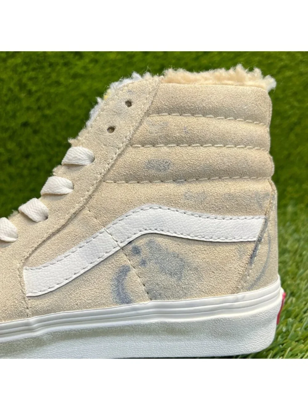 Vans Sk8 Hi Cozy Hug Biscotti Womens Size 5.5 Beige Athletic Skate Shoes Sneaker